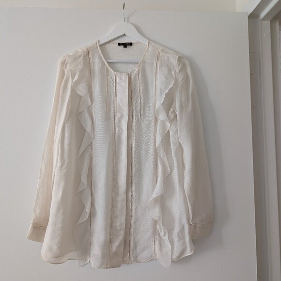 Massimo Dutti Silk Blouse Cream Size 4 - Picture 1 of 2